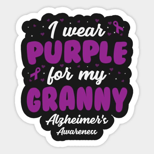 Alzheimers Awareness - I Wear Purple For My Granny Sticker by CancerAwarenessStore